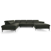 ECKSOFA U-Form 350 cm Amaro M mit Schlaffunktion, Links, Grün - Grün, Holz (214/353cm) - Emporius