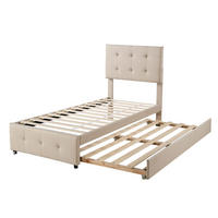 POLSTERBETT 90/200 cm Beige mit Polsterbett und verstellbarem Kopfteil - Beige, Textil (90/200cm) - Flora Grace