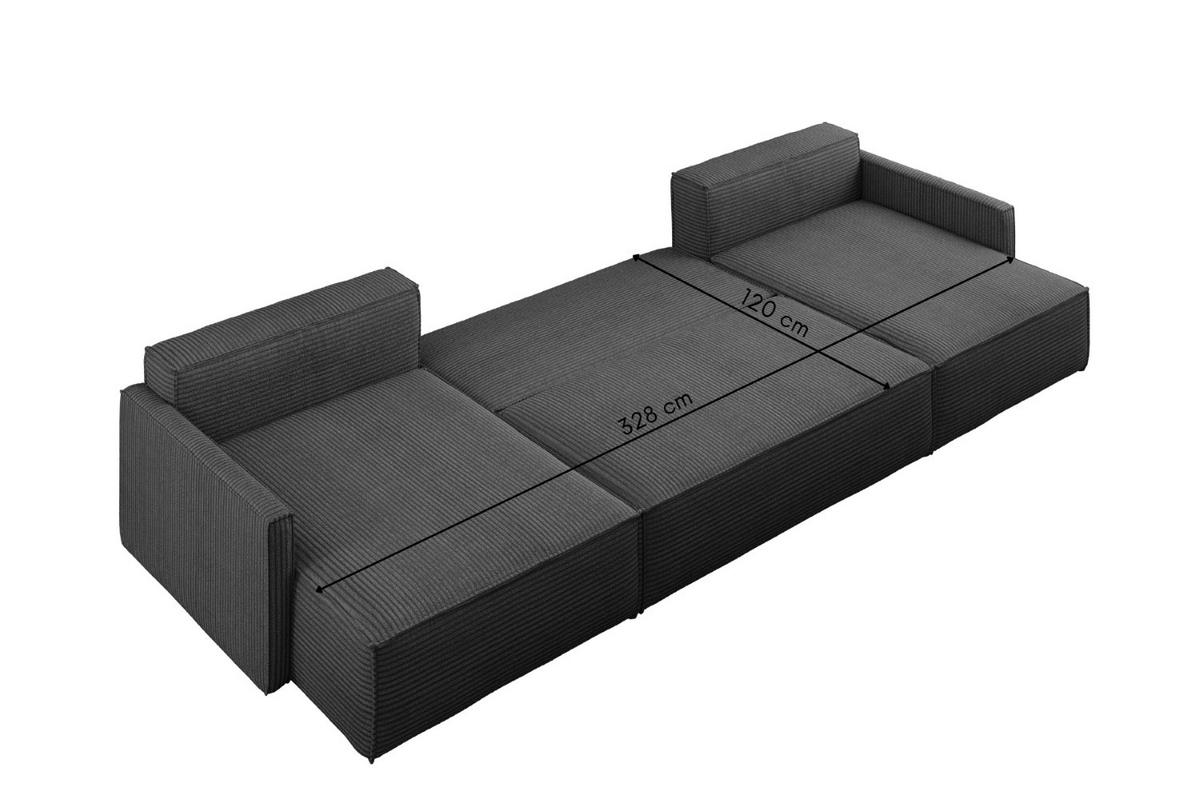 ECKSOFA Carlos Mit Schlaffunktion und Bettkasten Elegante Stoff Poso Graphit - Graphitfarben, Holz/Textil (348/142cm) - Kaiser Möbel