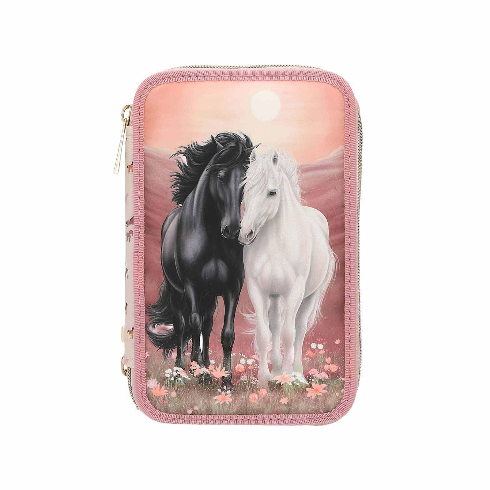 3-FACH FEDERTASCHE BLOSSOM PONY INKL. STIFTE Miss Melody rosa 7,5 x 13 x 20 cm - Rosa, Kunststoff (13/20/7.5cm) - Depesche Germany
