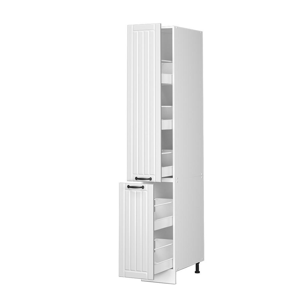 BADSCHRANK Fame-Line Weiß Landhaus 30 x 206.8 cm - Weiß, Holzwerkstoff (30/206.8/58cm) - Vicco