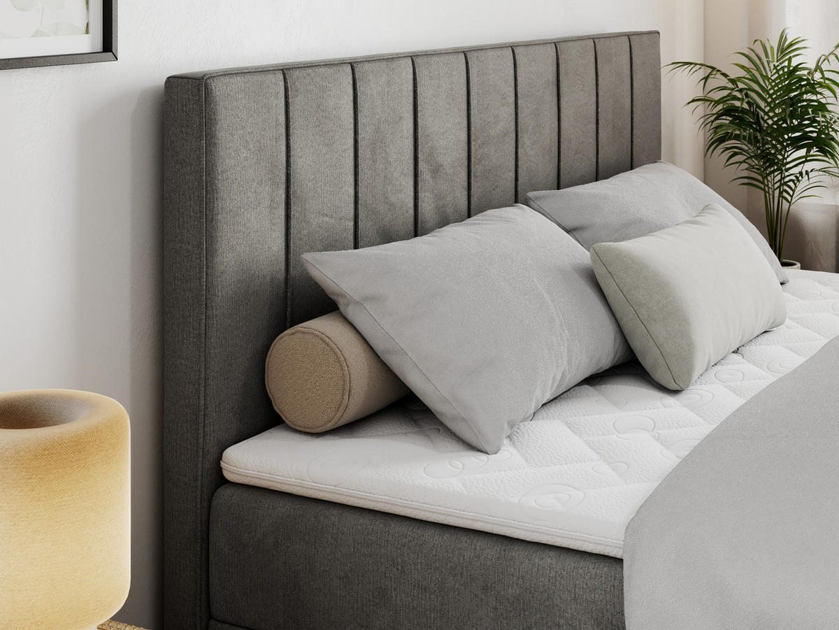 BOXBETT ALLY 140/200 Dunkelgrau Velvet - H4 - Dunkelgrau, Holz/Textil (140/200cm) - MKS