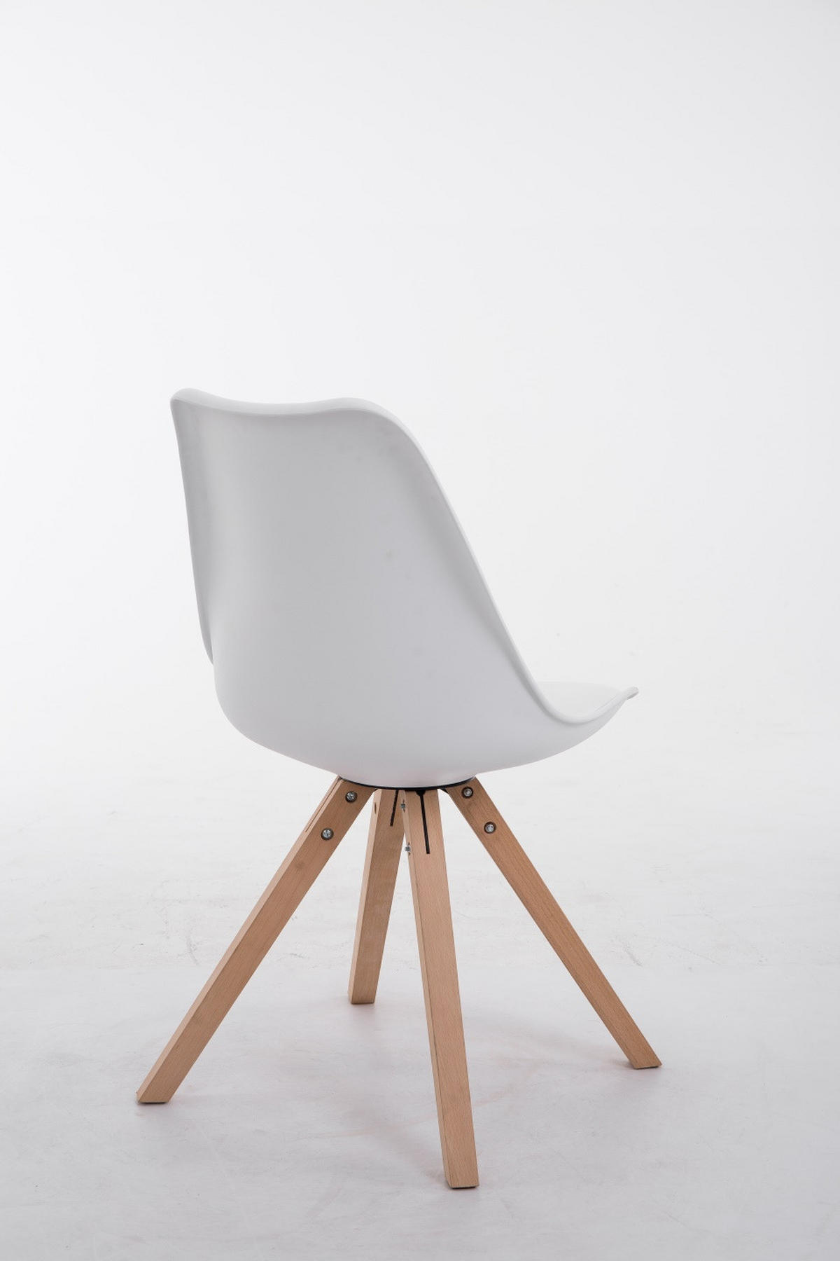 STUHL Lederlook weiß - Eukalyptusholzfarben/Weiß, Holz/Textil (47.5/83/55.5cm) - CLP