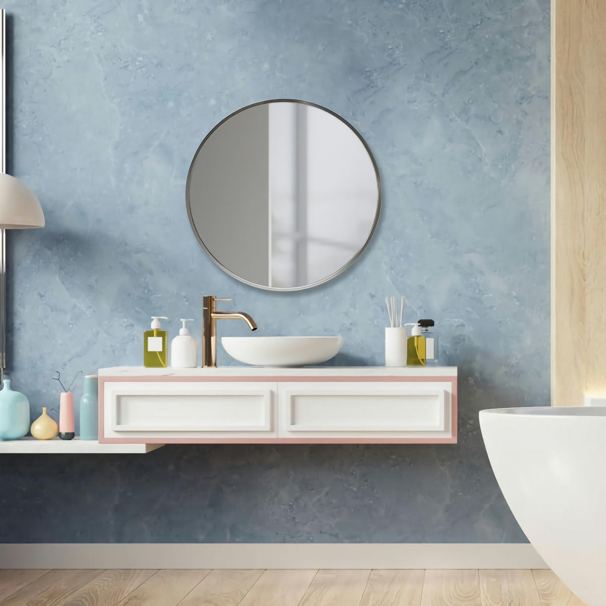 WANDSPIEGEL Modugno - Silberfarben, Glas/Metall (50/2.8/50cm) - [en.casa]