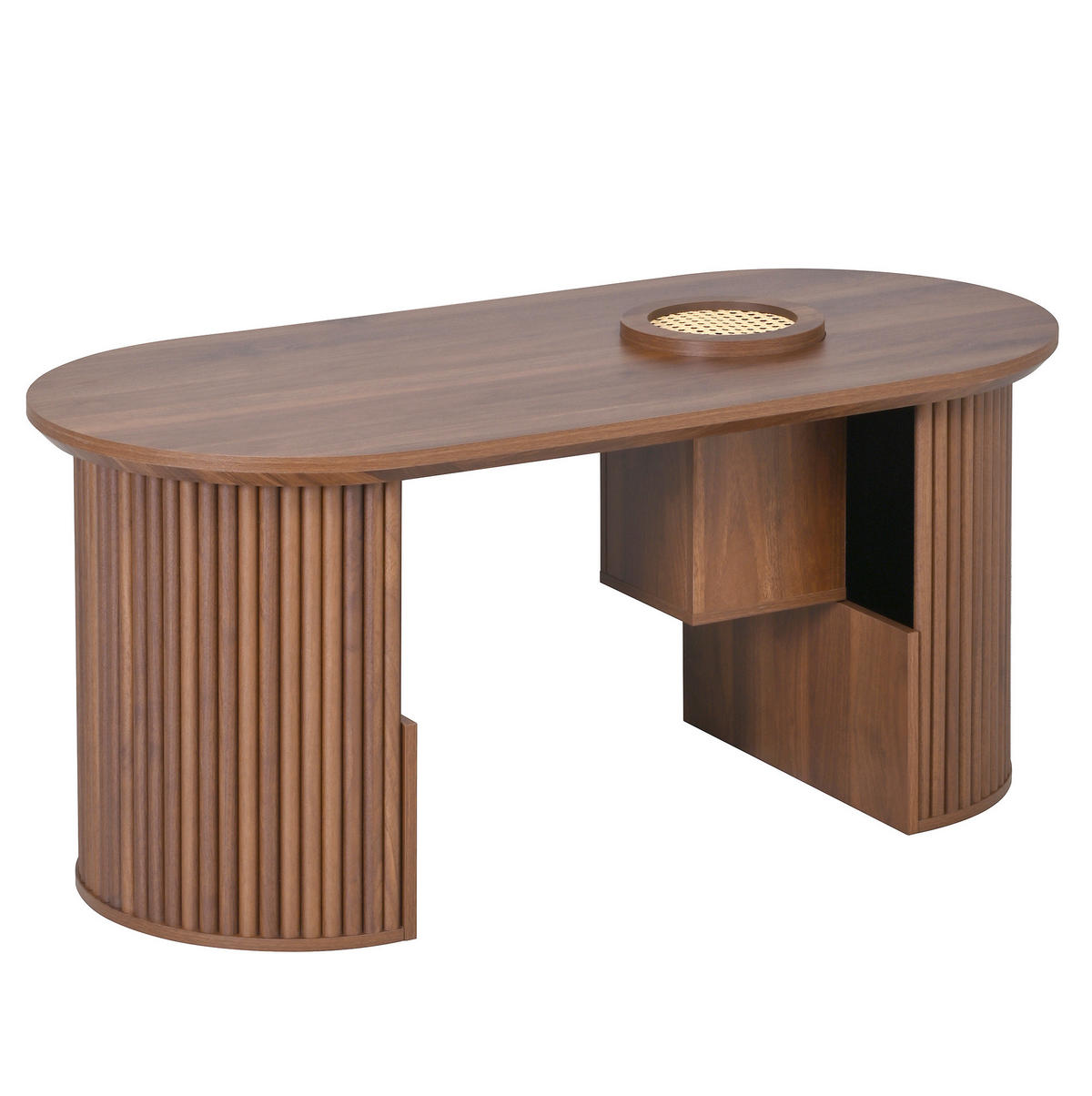 COUCHTISCH aus MDF 105x50x46,5 cm in Nussbaum mit Stauraum - Nussbaumfarben, Holzwerkstoff (105/50/46.5cm) - Modfu
