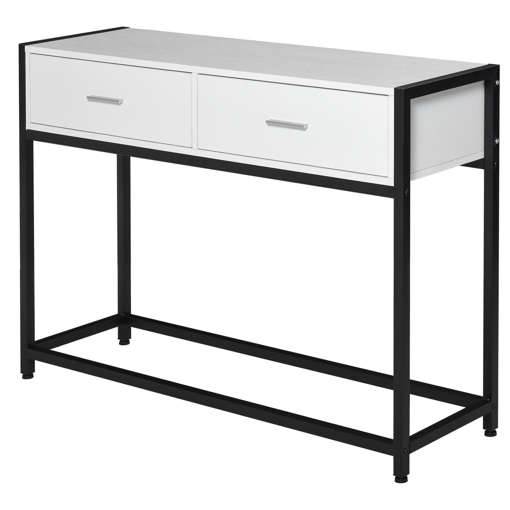 KONSOLENTISCH Schwarz und Weiß Melamin in Holzoptik und Metall 1 Stück - Weiß, Metall (120/34/81cm) - GiPP