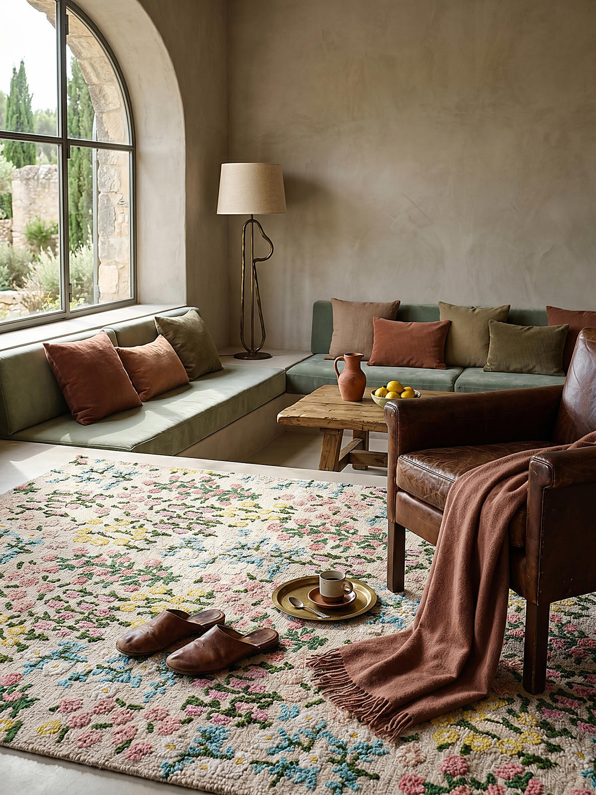 WOLLTEPPICH Floral Muster, Naturmotive, Schlafzimmer Multicolor-Rosa Rechteckig 120x170 - Beige, Textil (170/120cm) - KADIMA DESIGN