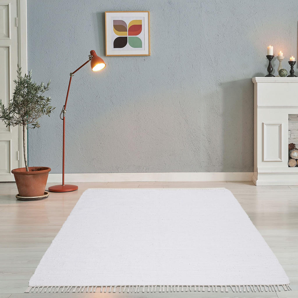 Thumbnail - Rug and Roll Fleckerlteppich, Weiß, Textil, Uni, Rechteckig, 70x140 cm, für Fußbodenheizung geeignet, Teppiche & Böden, ...