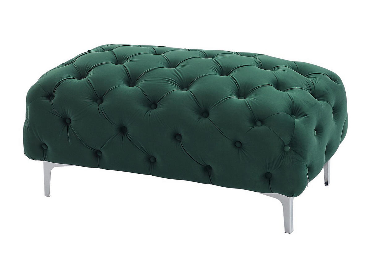 SITZHOCKER - 1 Person - samt - grün Edwina - Grün, Textil/Metall (103/44/62cm) - Vente-Unique