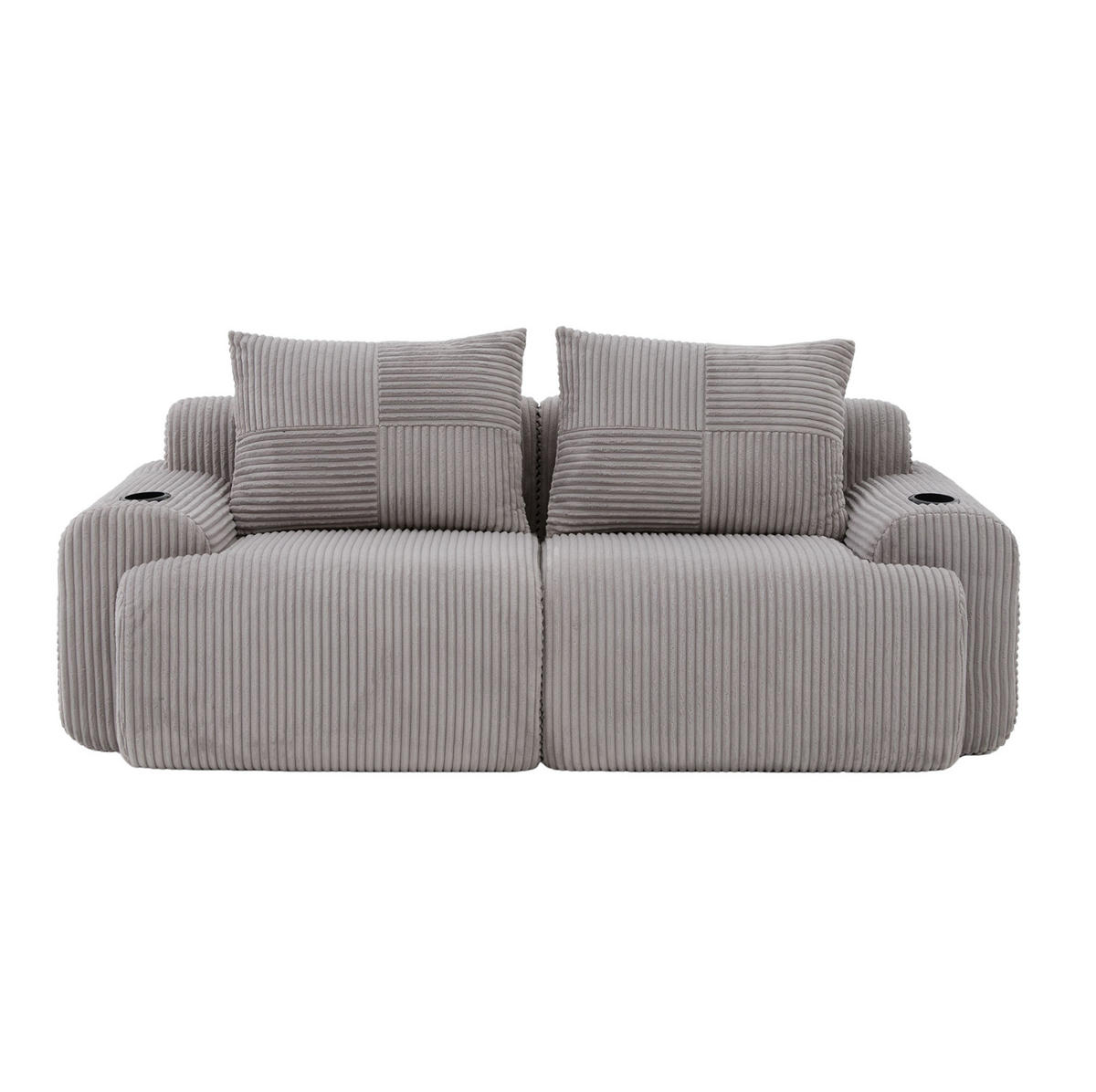 SOFA 2-Sitzer modular 200 x 99 x 80 cm Corduroy Light Gray - Hellgrau, Kunststoff (99/80/200cm) - Meubliv