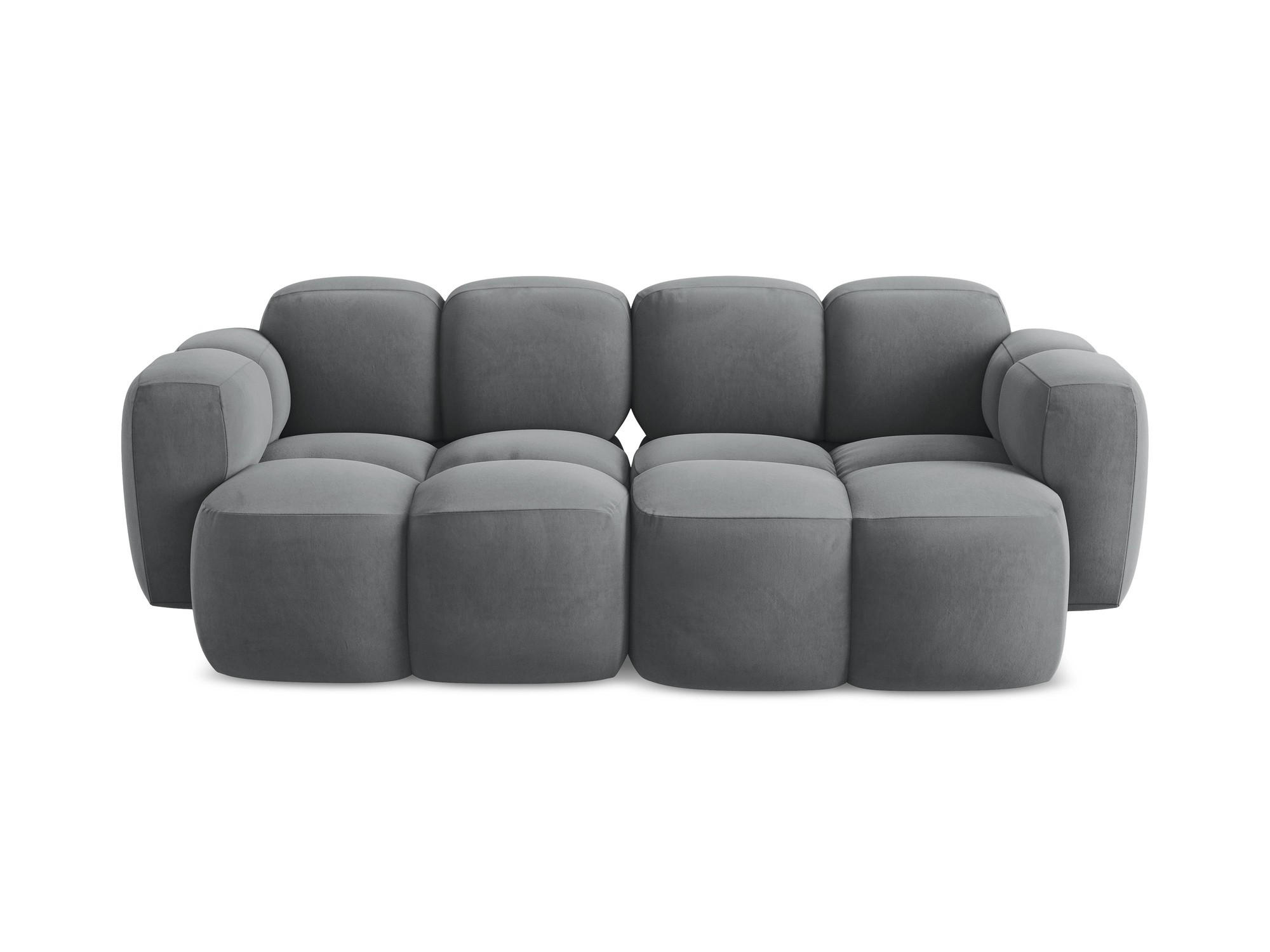 2-SITZER SOFA Samt Stoff Grau - Edelstahlfarben/Schwarz, Holzwerkstoff/Kunststoff (210/72/115cm) - Makamii