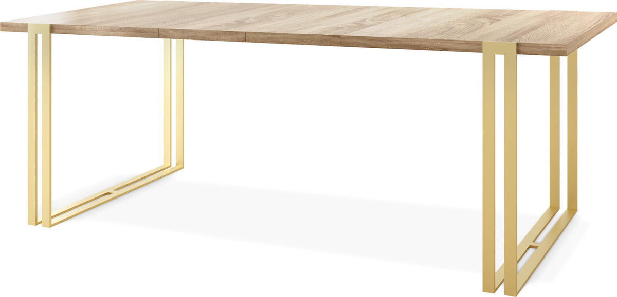 ESSTISCH Stella rechteckig ausziehbar, Sonoma Eiche 140-260/80/76 cm - Goldfarben/Braun, Holzwerkstoff/Metall (80/240/76cm) - WFL GROUP