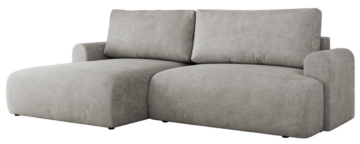 ECKSCHLAFSOFA TONO L Hellgrau Struktur - links - Hellgrau/Schwarz, Kunststoff/Textil (260/150cm) - MKS