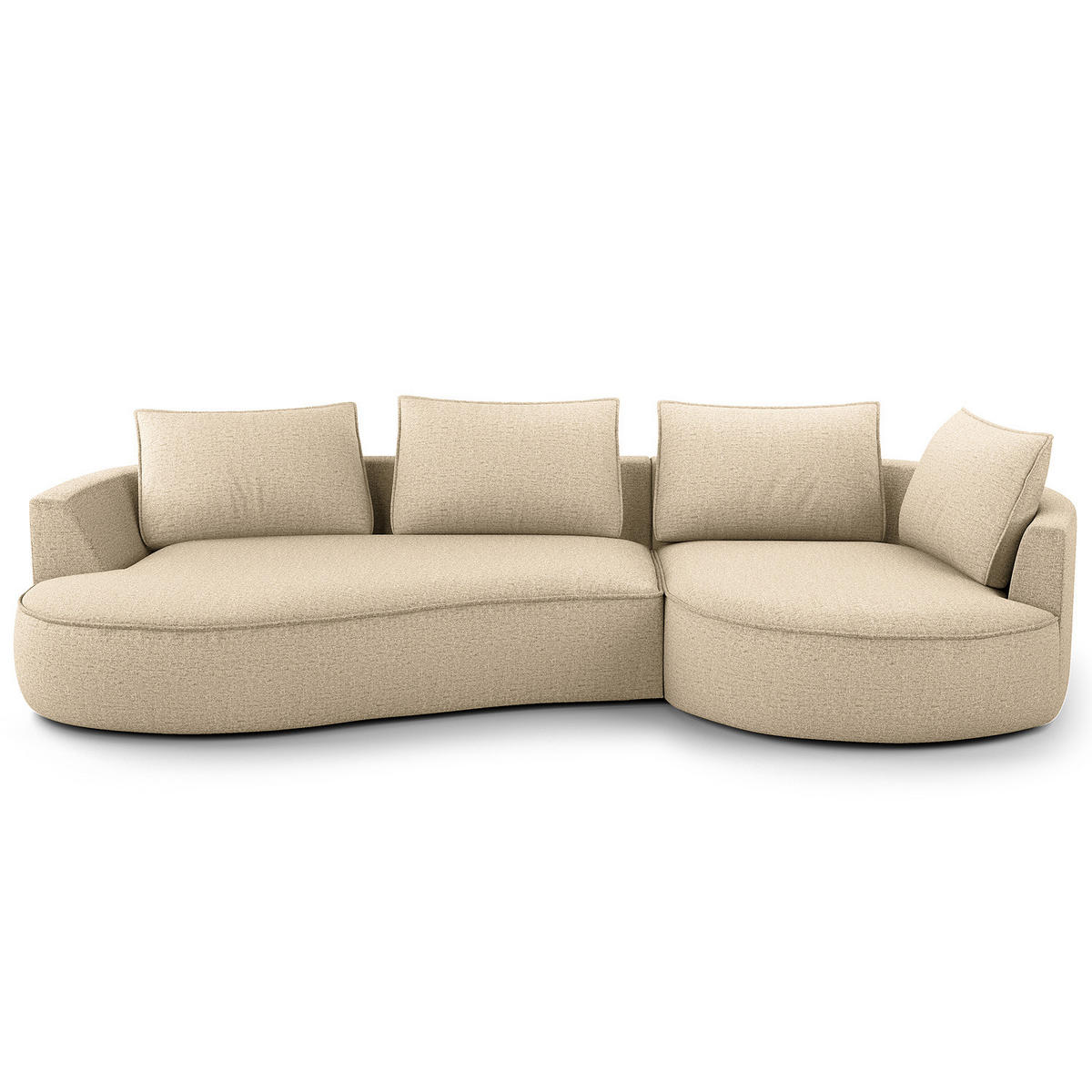 BIGSOFA - Taupe/Schwarz, Kunststoff/Textil (322/82/154cm) - home24