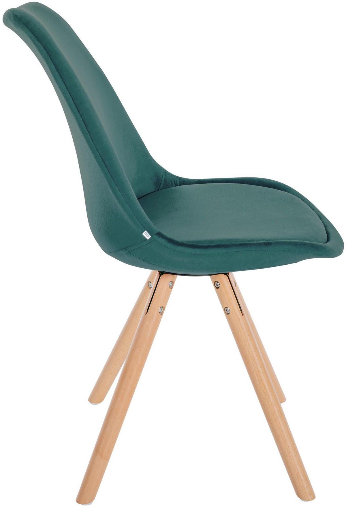 STUHL Samt grün - Eukalyptusholzfarben/Grün, Holz/Textil (48/81/54cm) - CLP