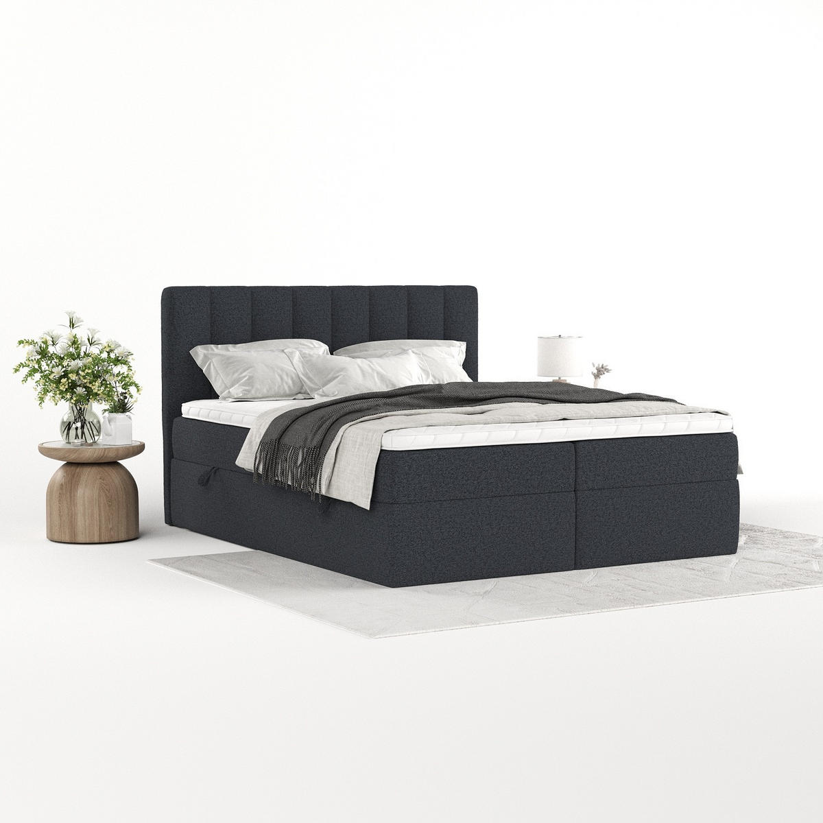 BOXBETT Bari 200/200 cm Anthrazit im Riva Stoff - Anthrazit, Holz/Holzwerkstoff (200/200cm) - AltaBeds