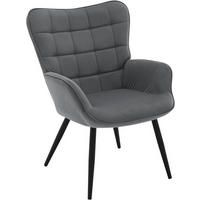 RELAXSESSEL mit Cordbezug , Metallbeine, Dunkelgrau - Dunkelgrau/Schwarz, Textil/Metall (63.5/87/68cm) - Woltu