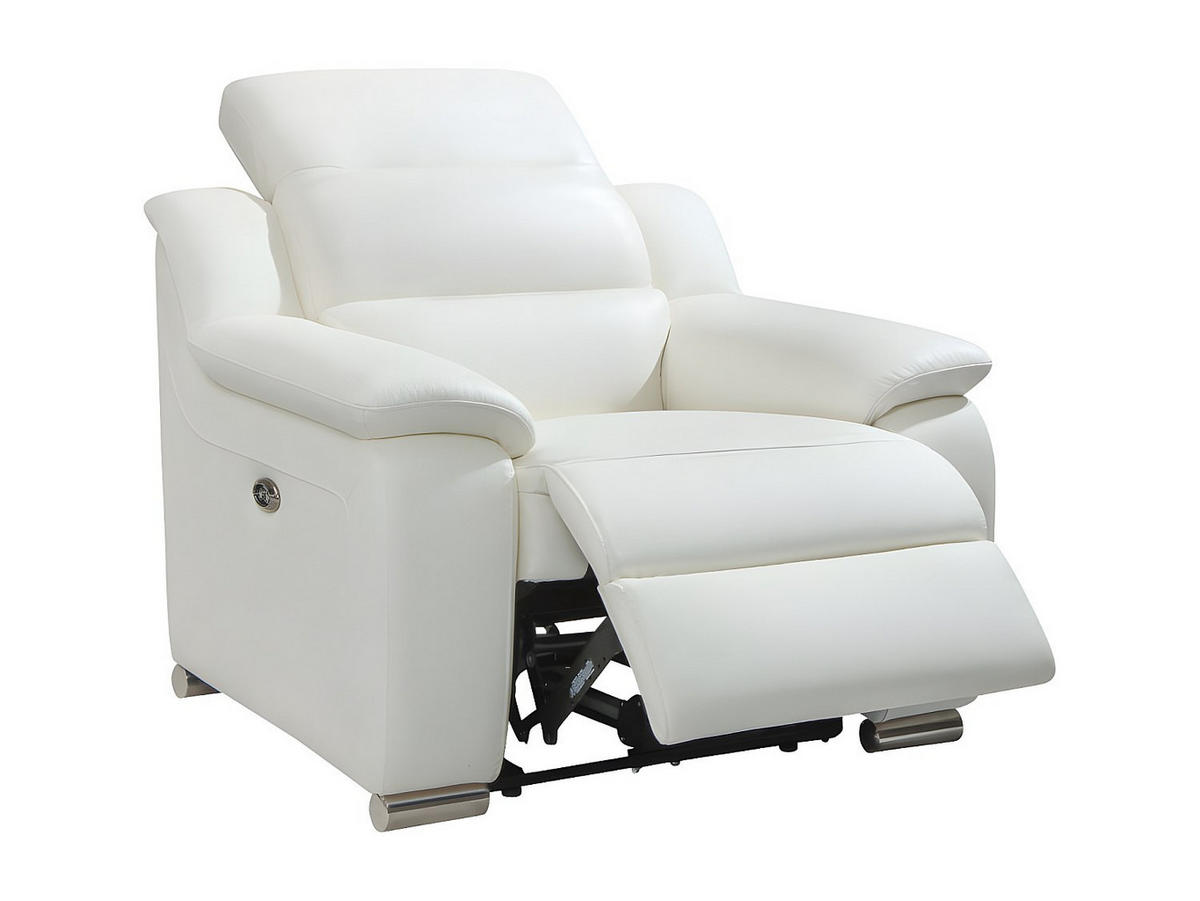RELAXSESSEL Fernsehsessel elektrisch - Leder - Elfenbeinfarben - ARENA III - Weiß, Leder (100/86/104cm) - Vente-Unique