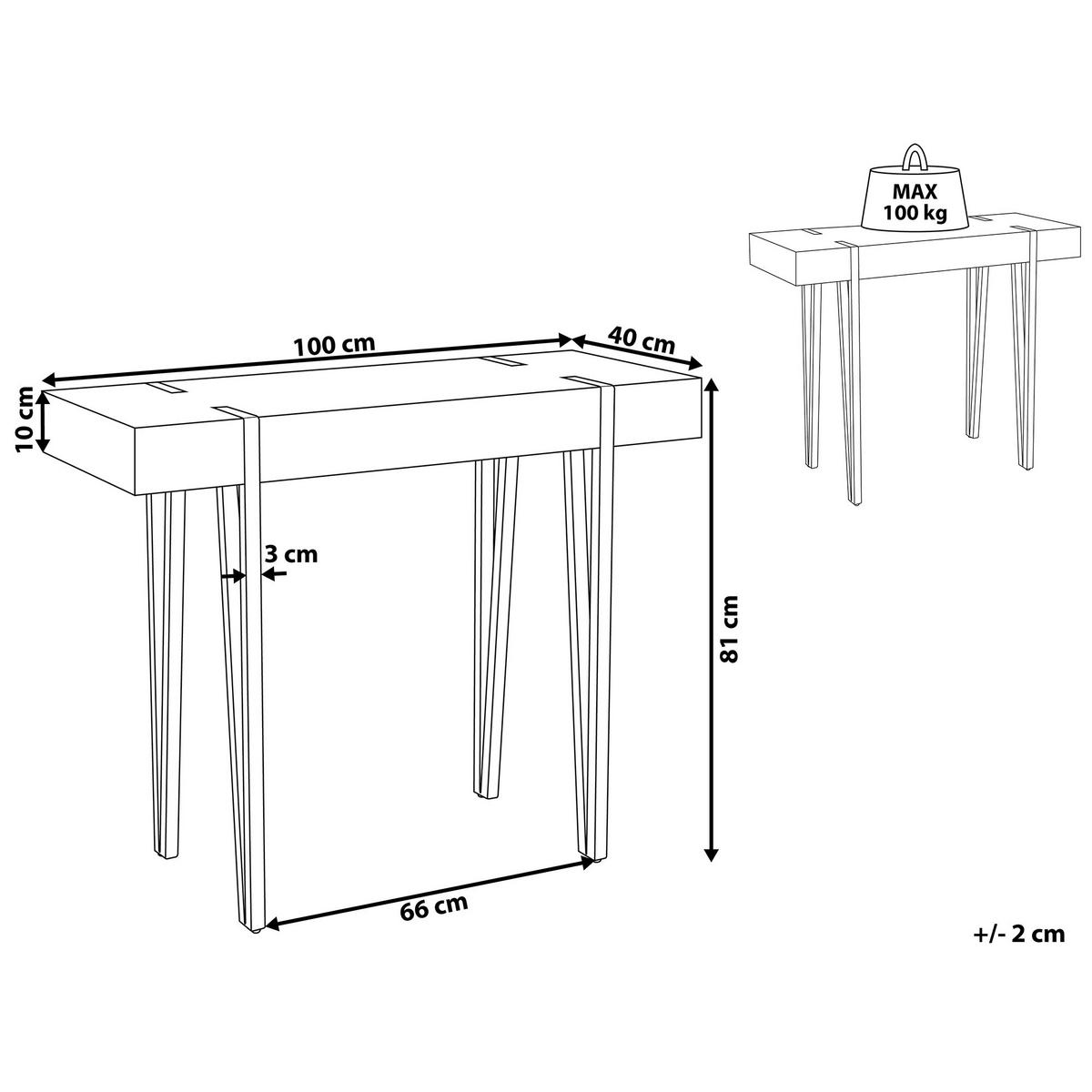 KONSOLENTISCH dunkler Holzfarbton Adena - Dunkelbraun/Schwarz, Holzwerkstoff (40/100/81cm) - Beliani