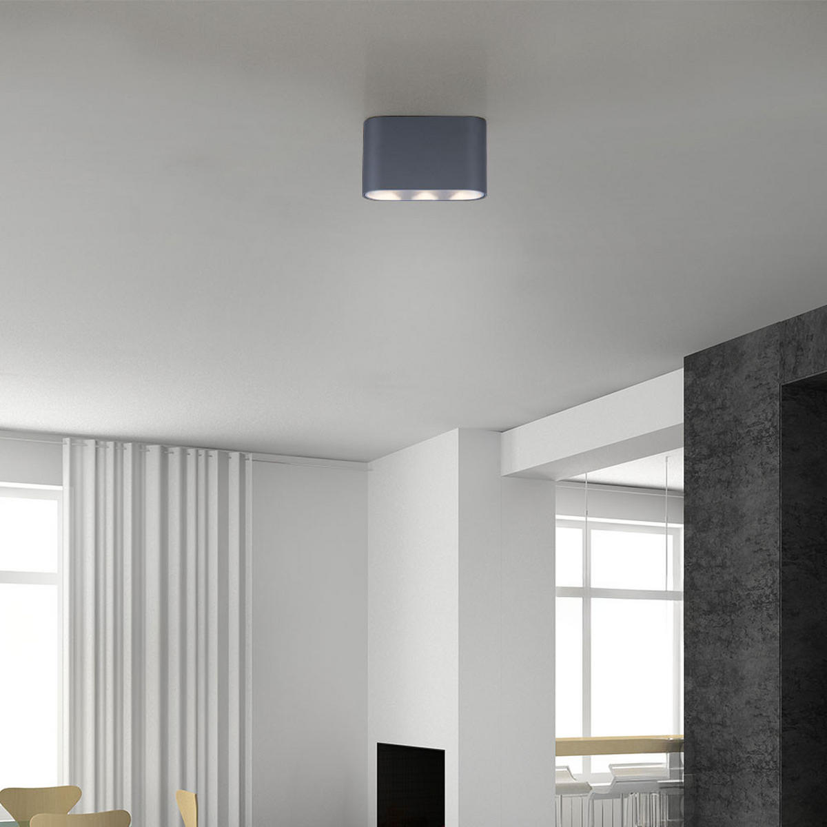 LED DECKENLEUCHTE Aluminium Grau 2er Set - Grau, Metall (10.5/3.8/6.4cm) - Globo Lighting