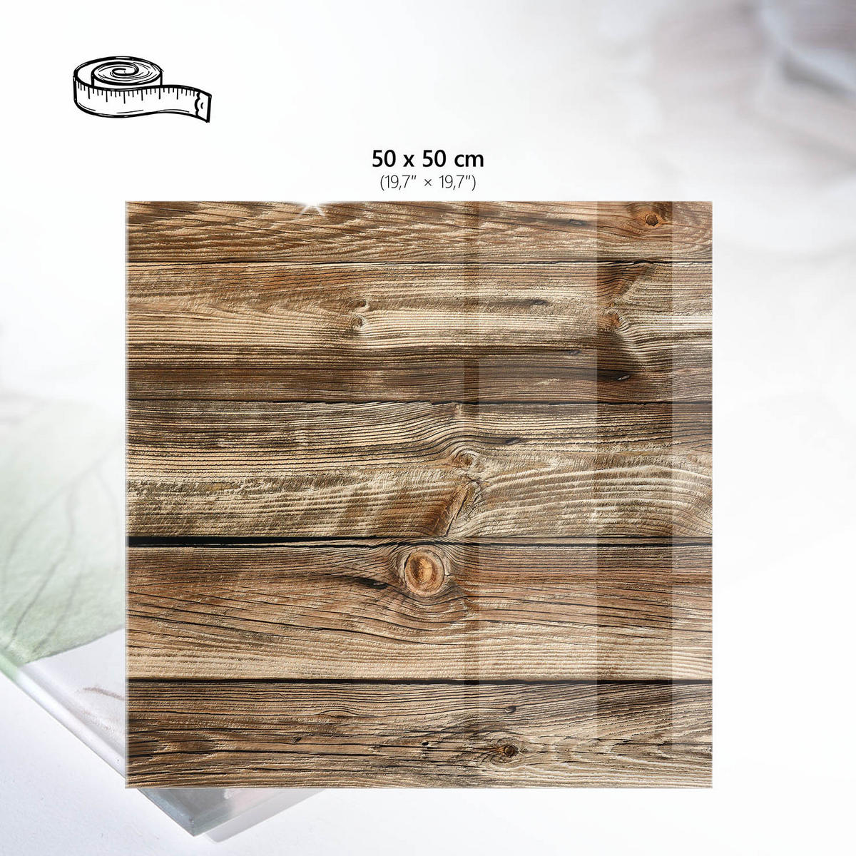 TISCHPLATTE 50x50 cm – Holzbretter - Blau, Glas (50/50/0.4cm) - Wallfluent