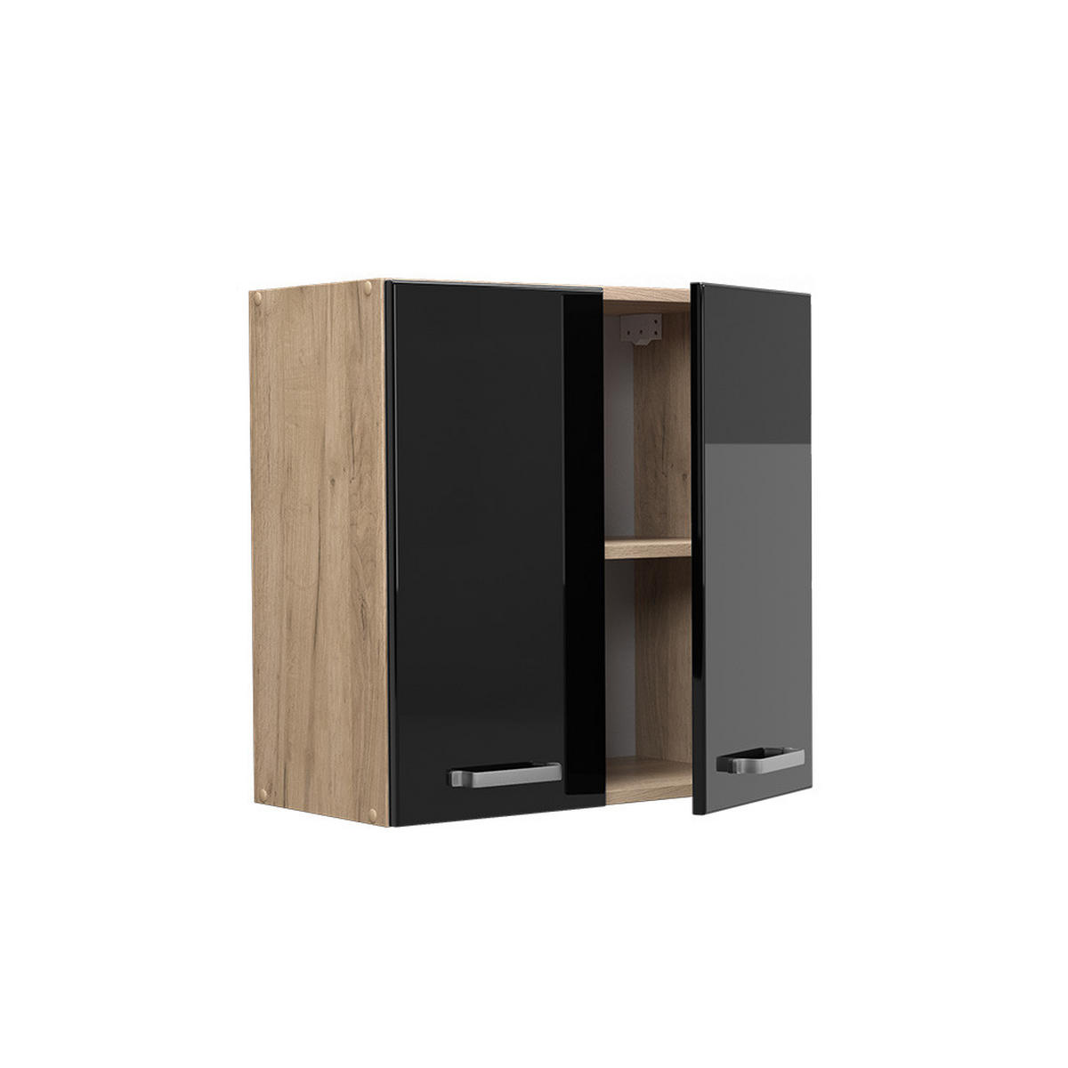 HÄNGESCHRANK R-Line Schwarz Hochglanz 60 cm - Honigeiche/Schwarz Hochglanz, Holzwerkstoff (60/60/31cm) - Vicco