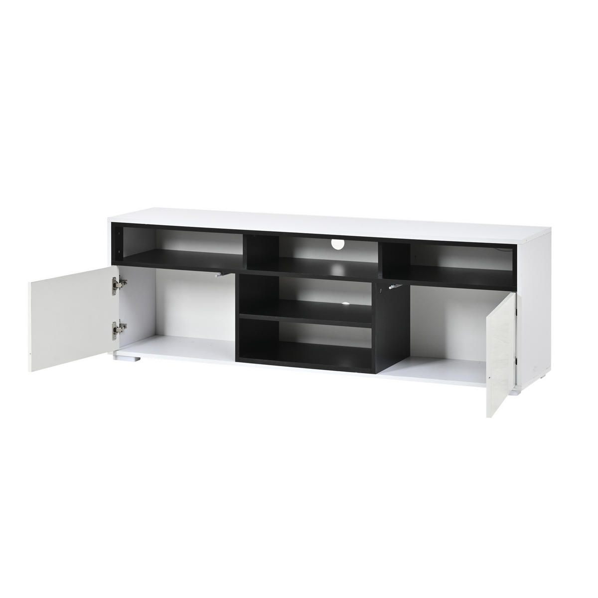 TV-LOWBOARD 150/35/50 cm weiß aus Spanplatte mit LED und Stauraum - Weiß, Holzwerkstoff (150/50/35cm) - OKWISH