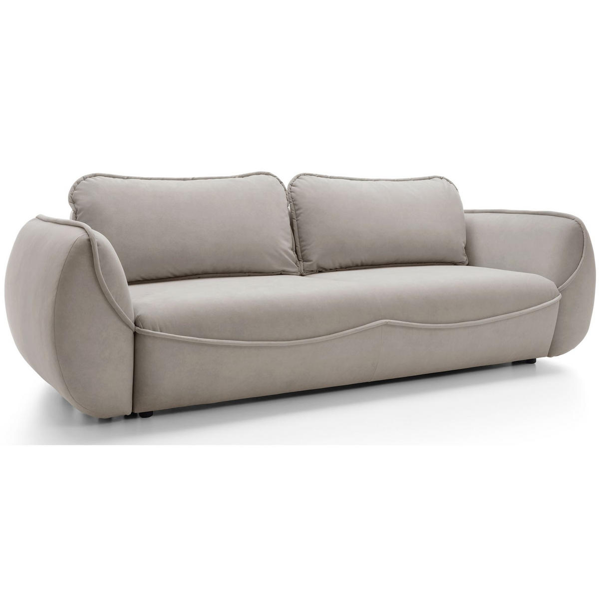 3-SITZER SOFA Cutie Beige Easy-Clean-Velours - Beige/Schwarz, Textil (257/90/114cm) - Selsey
