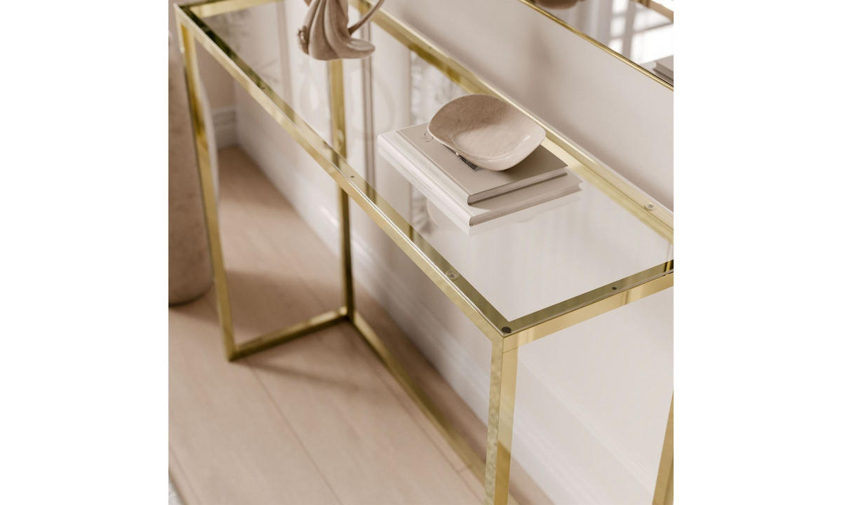 KONSOLE MODERN II GLASS 100/30/79 cm Goldchrom/Transparent - Transparent/Goldfarben, Glas/Metall (100/79/30cm) - Lookway