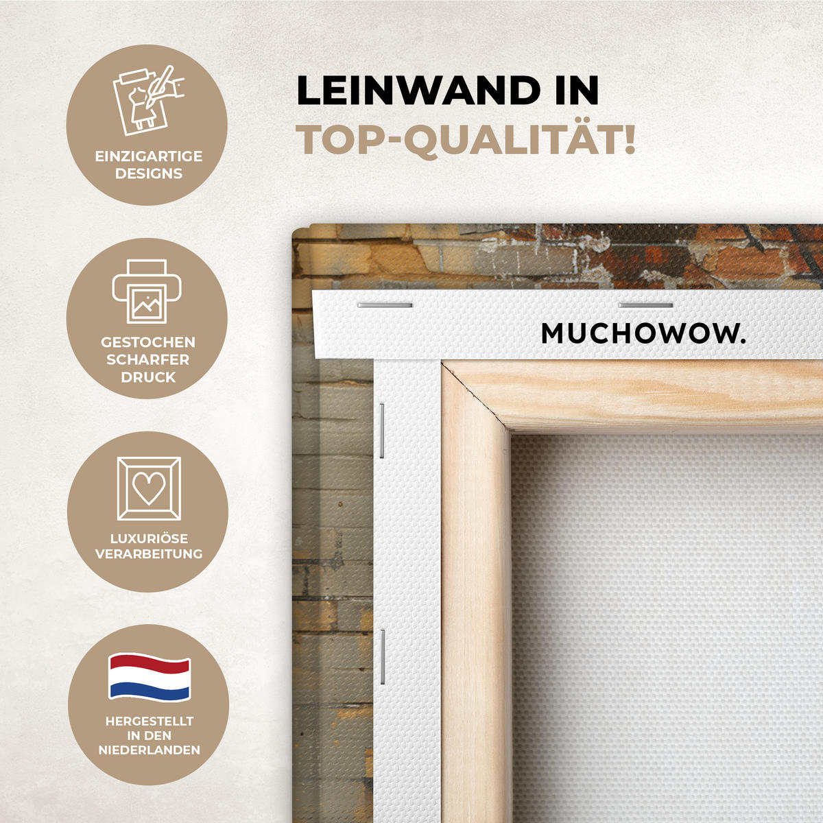 LEINWANDBILD Graffiti - Banksy - Mädchen - Straßenkunst Wandbild 40x30 cm - Sandfarben, Textil (40/30cm) - MuchoWow