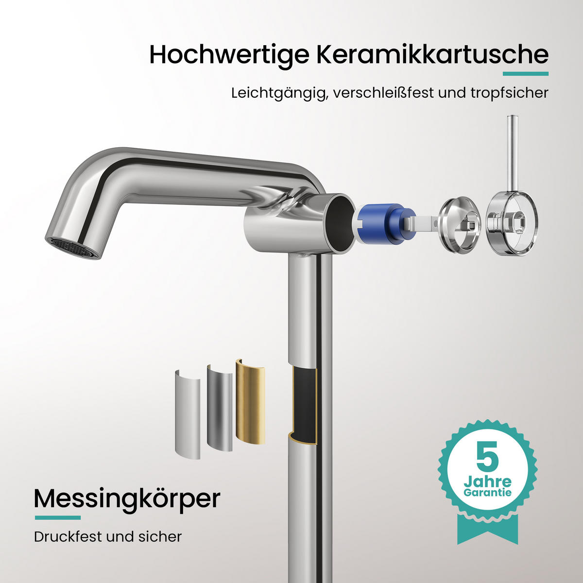 WASCHTISCHARMATUR Wasserzulaufrohr aus Edelstahl Chrom 26cm - Chromfarben, Metall (22/7.6/33.2cm) - EMKE