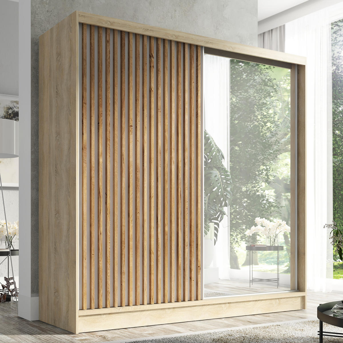 SCHWEBETÜRENSCHRANK 200 CM LINA Farbe: Braun - Braun, Holzwerkstoff (200/215/60cm) - A&J MöbelLand