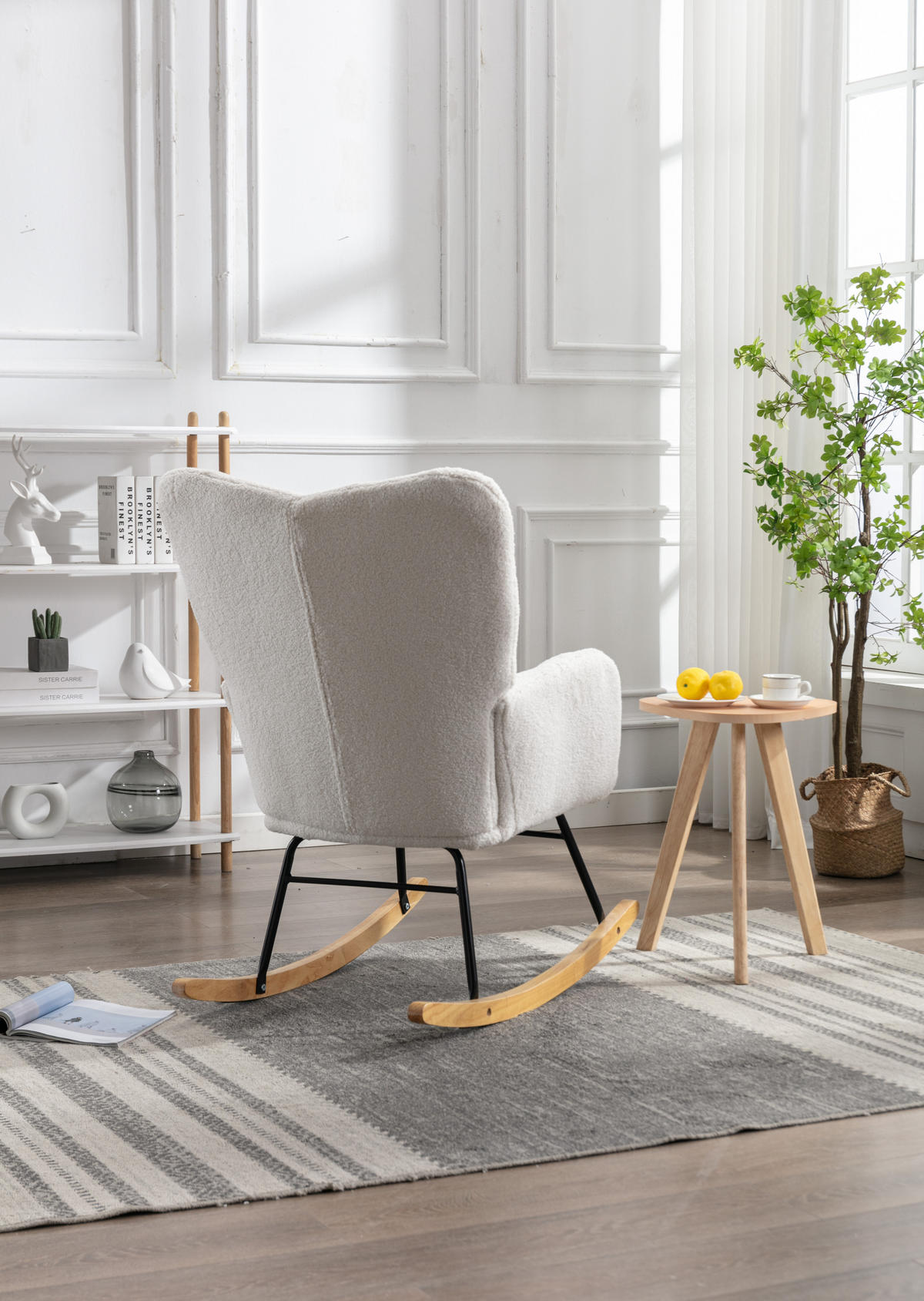 SCHAUKELSESSEL Weiß - Weiß, Holz/Textil (70/95/80cm) - Urban Meuble