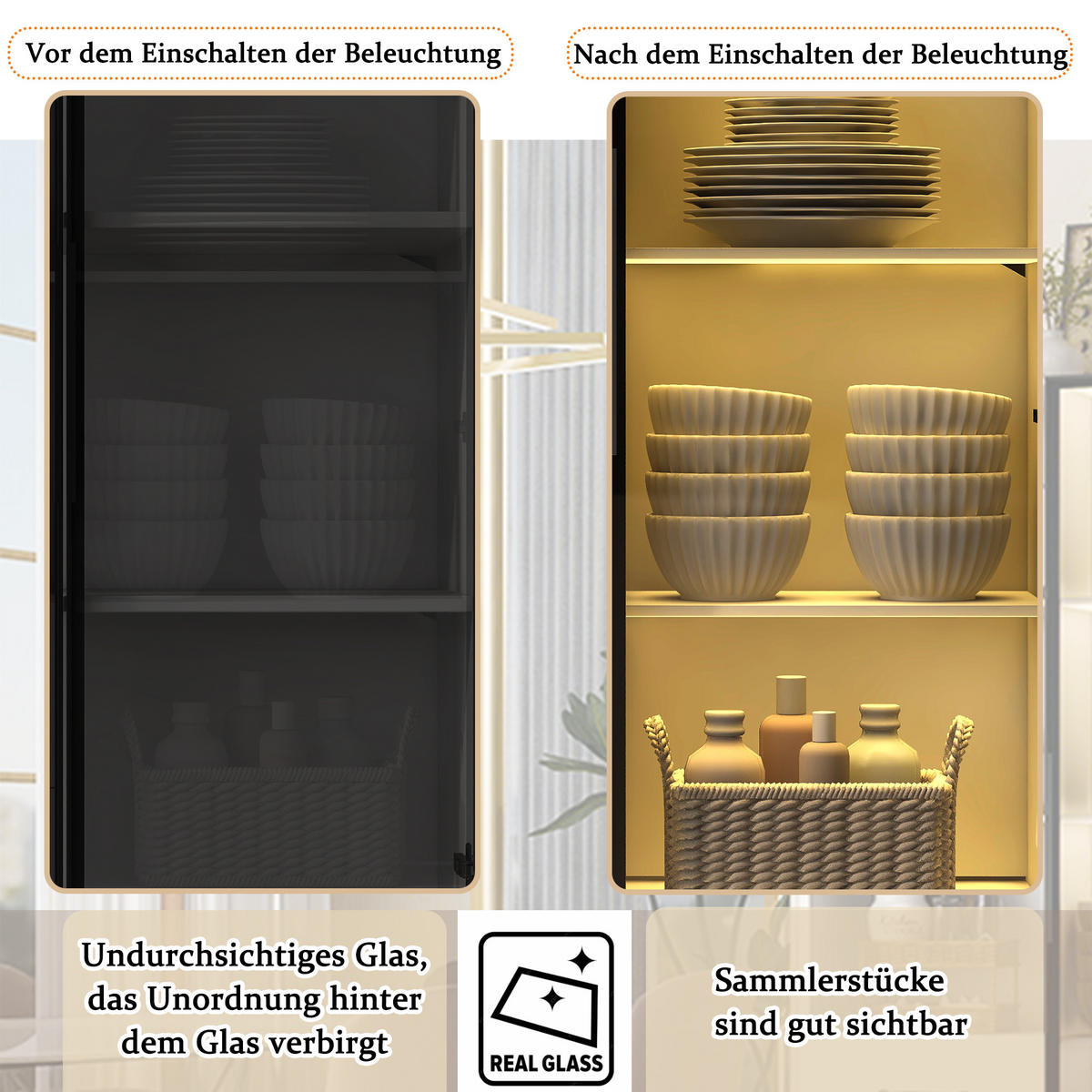 VITRINE 140cm Glas LED Bücherregal multifunktional modern - Weiß, Holzwerkstoff (140/160/40cm) - FLIEKS