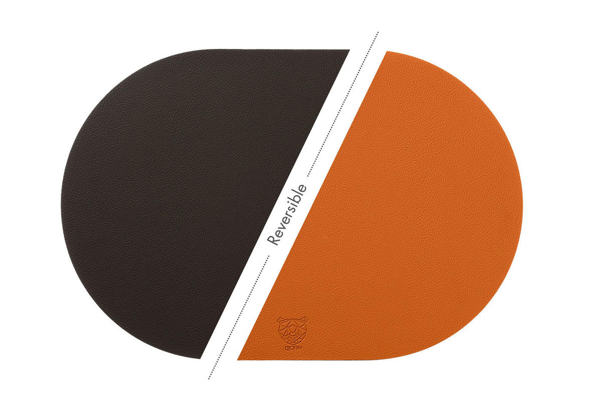 TISCHSET - 6er-Set - Recyceltes Leder in Orange und Schokolade - Orange, Textil (30/44.5cm) - Björn