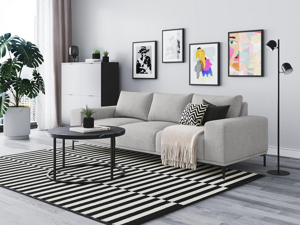 3-SITZER SOFA - Grau, Metall (246/78/91cm) - home24