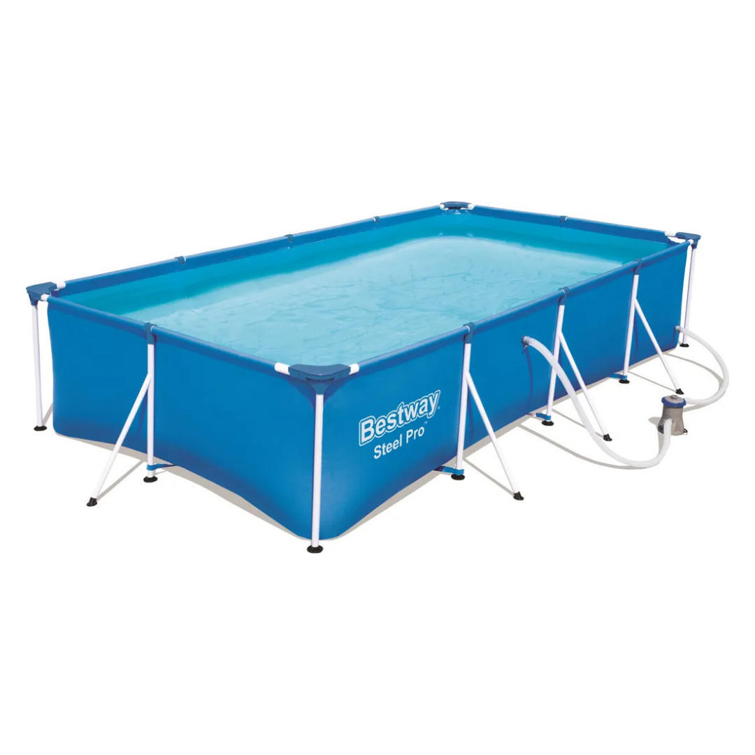 POOL Rechteckig Blau 400 x 211 x 81 cm Framepool Mit Filterpumpe Stahlrahmen - Blau, Kunststoff (211/81/400cm) - Bestway
