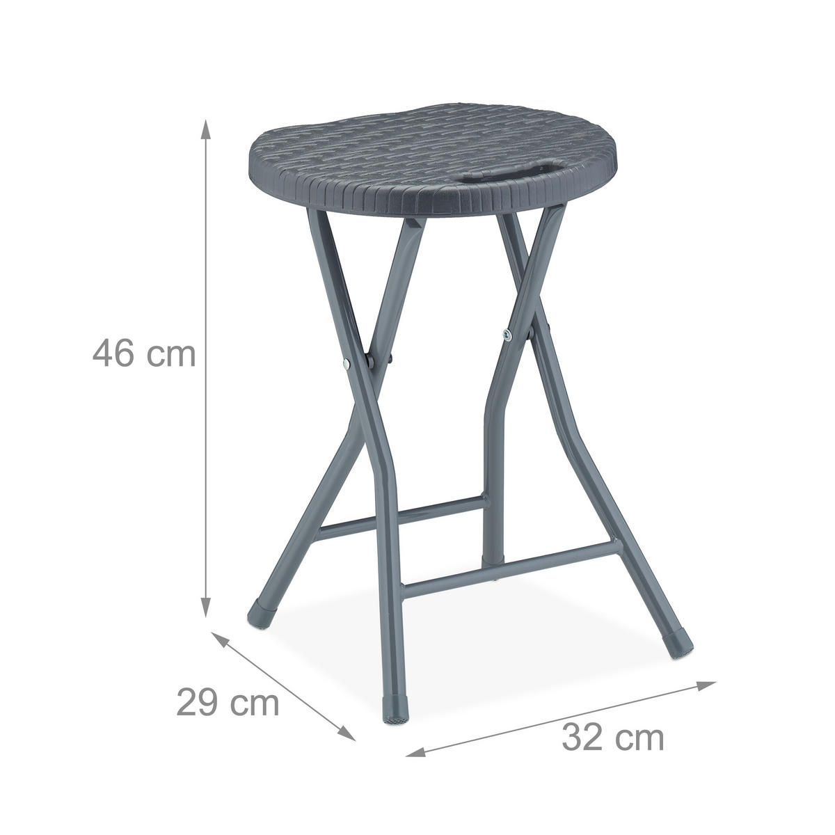 2XKLAPPHOCKER - Grau, Kunststoff/Metall (32/46/29cm) - Relaxdays