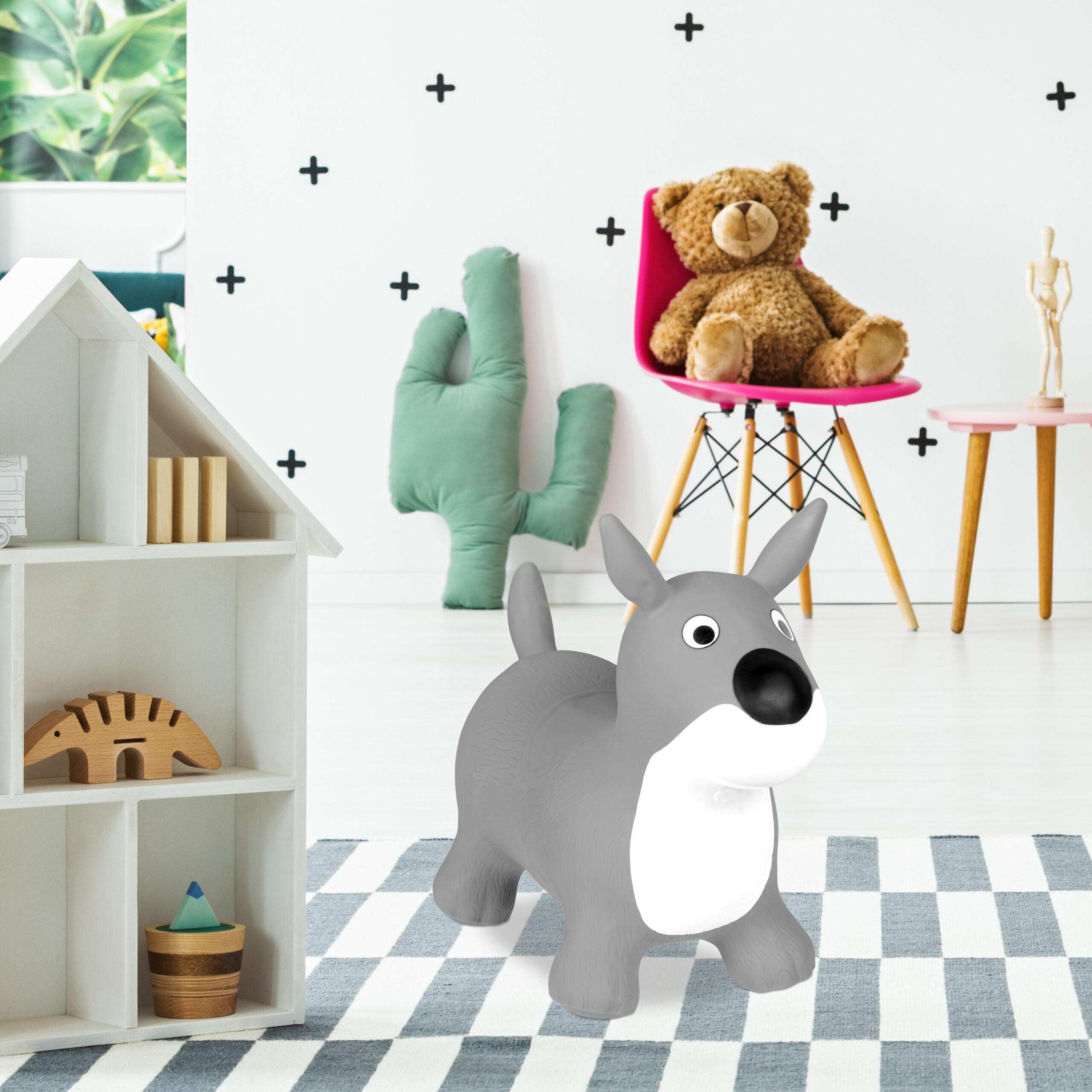 HÜPFTIER - Grau, Kunststoff (25/45/53cm) - Relaxdays