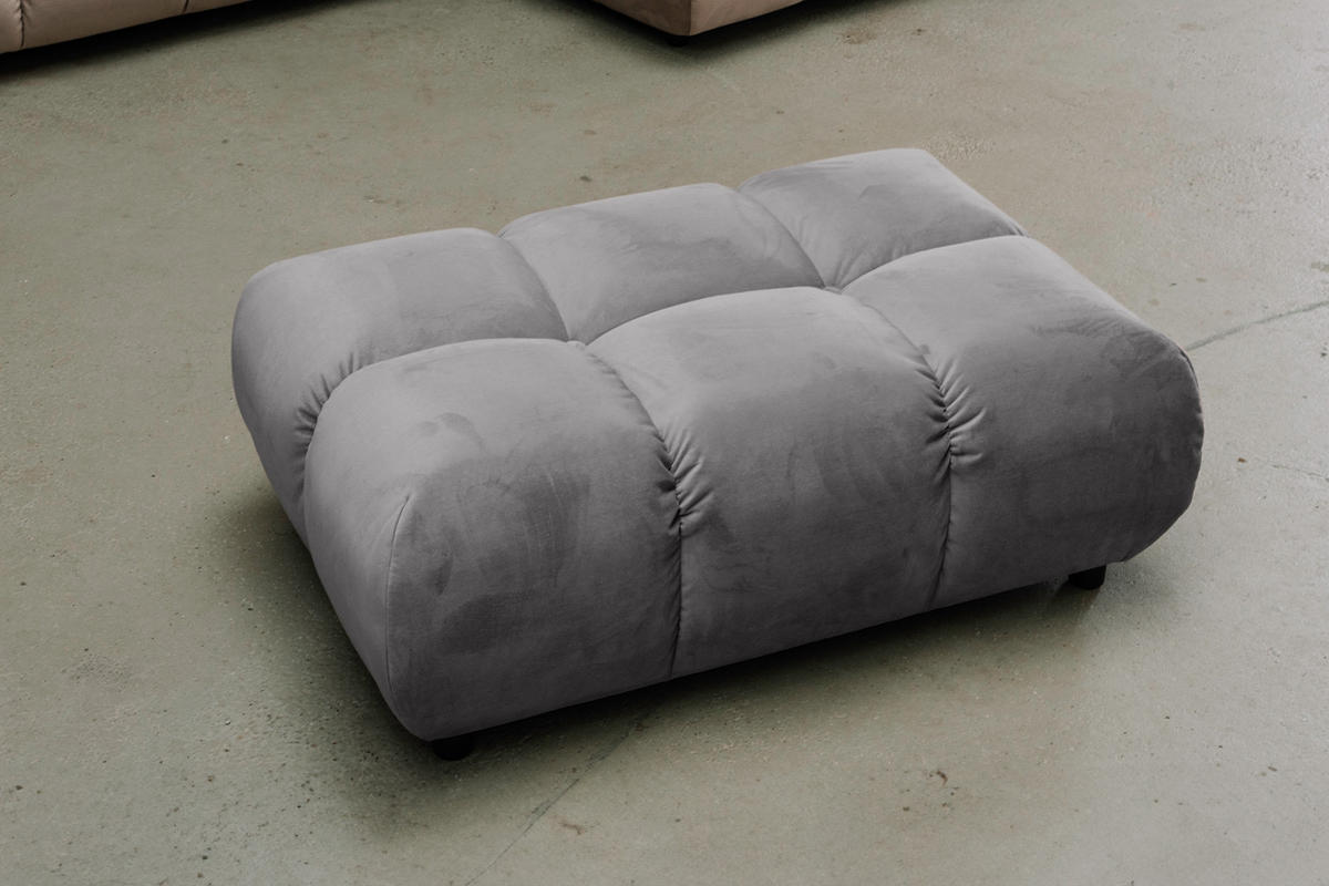 HOCKERBANK VIVIEN Steingrau Velvet - Grau, Textil (108/41/73cm) - KAWOLA