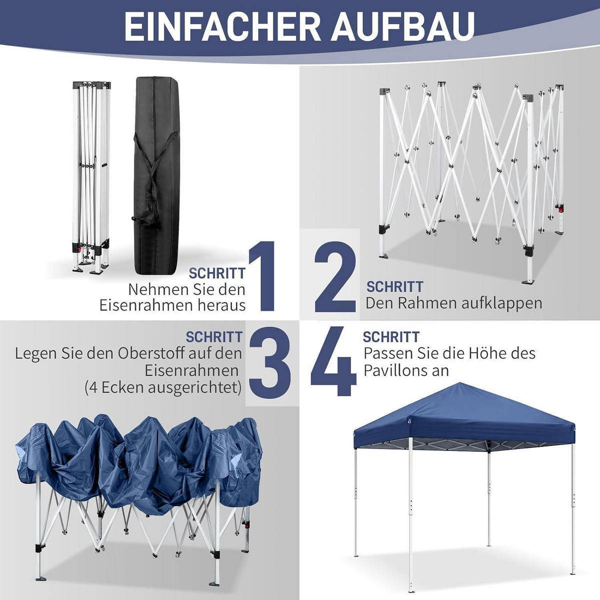 FALTPAVILLON 3x3 m mit Moskitonetzen Blau - Blau, Textil (300/245/300cm)