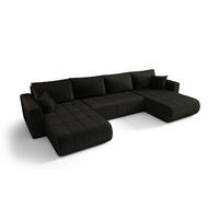 WOHNLANDSCHAFT LARA U-Form graphit Velours Monolith 95 - Schlaffunktion, Bettkasten - Anthrazit, Textil (385/85/175cm) - Cornero