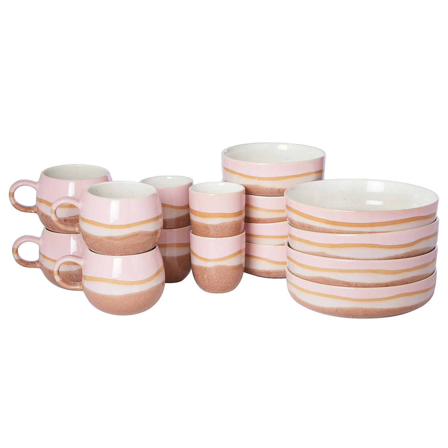 GESCHIRRSET 16-tlg. Medley 4 Personen - Rosa, Keramik (1/1/1cm) - Butlers