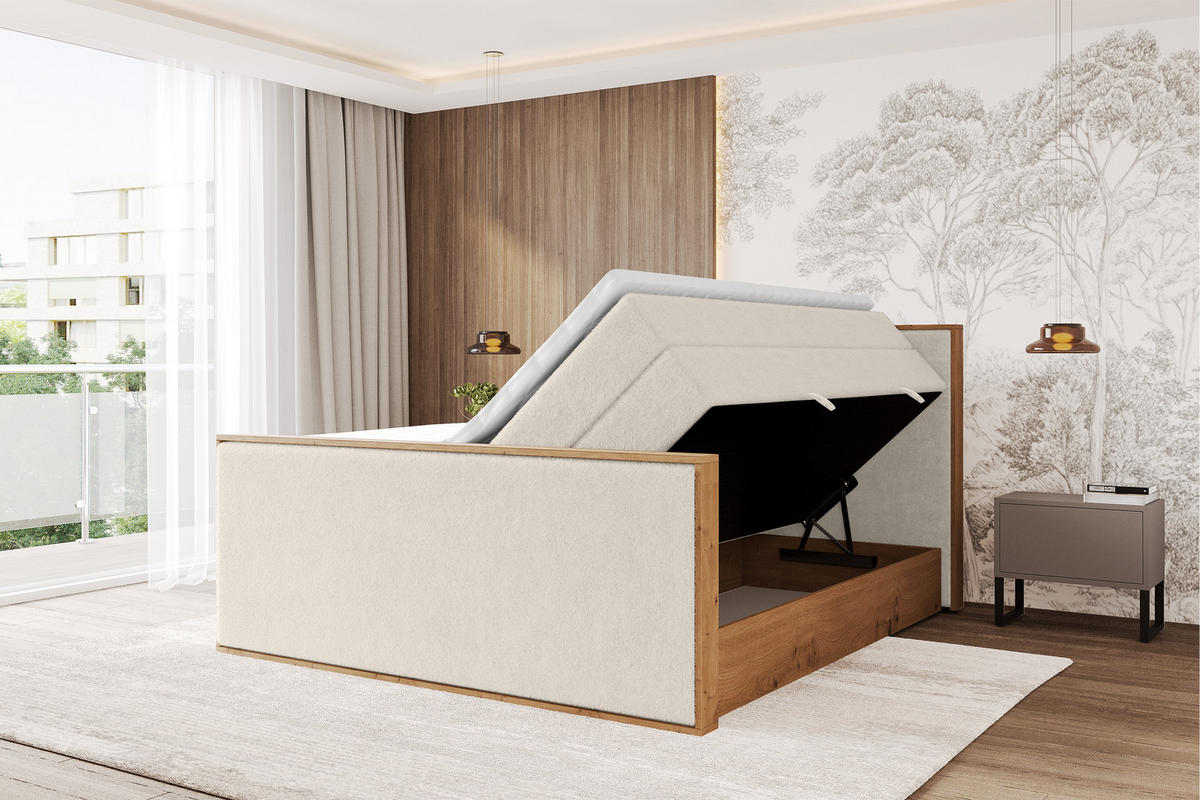 BOXSPRINGBETT LOLLI9 -Z-KING 180x200 - H3/H4 Hellbeige - Sandfarben, Holzwerkstoff (180/200cm) - ALTDECOR