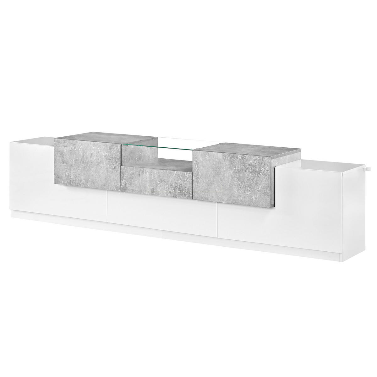 TV-SCHRANK 200/38.5/48.5 cm Weiß mit 7 Türen und 1 Schublade - Weiß, Holzwerkstoff (200/48.5/38.5cm) - Oxeza