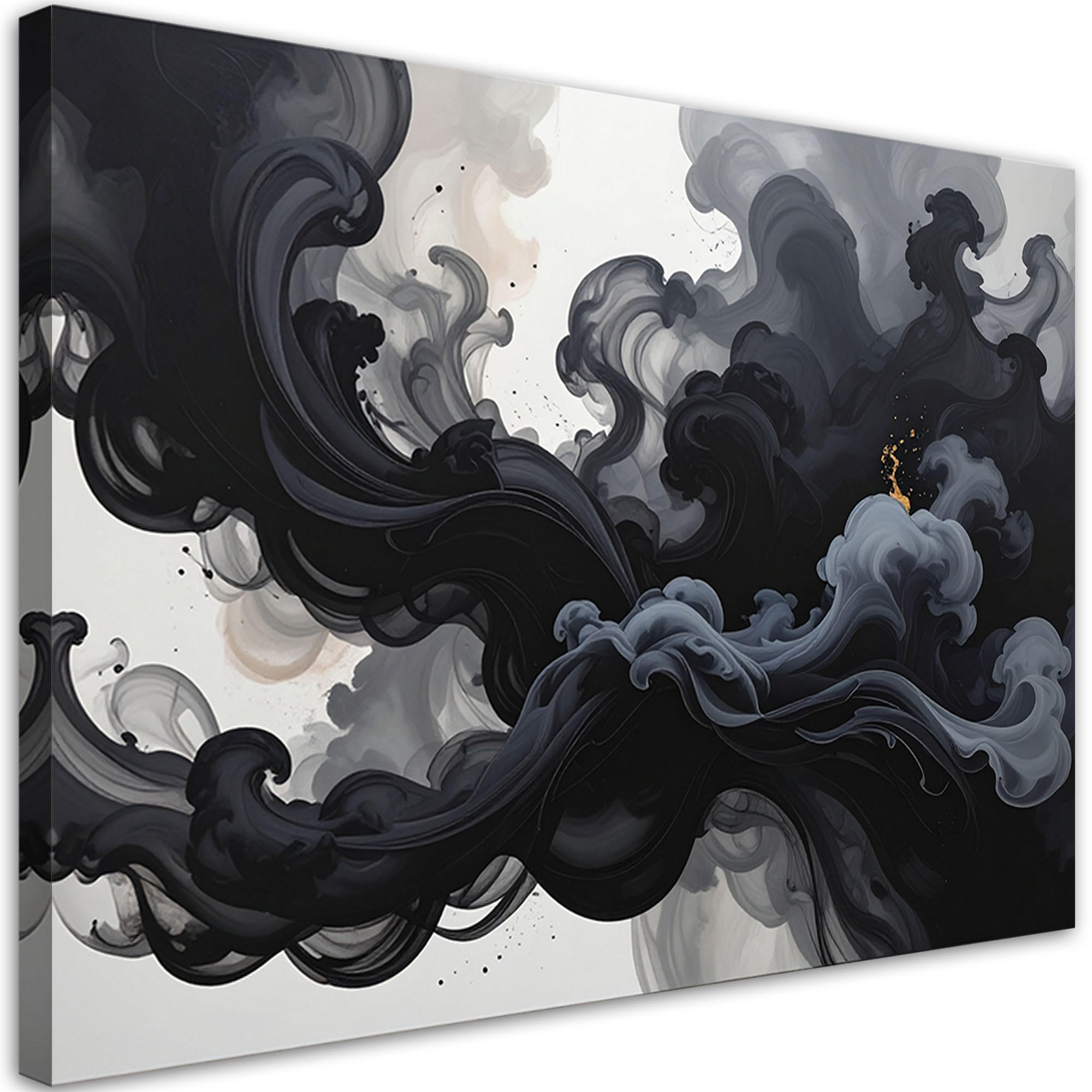 LEINWANDBILD, Schwarzer Rauch Nebel abstrakt - Schwarz, Textil (120/80cm) - Feeby