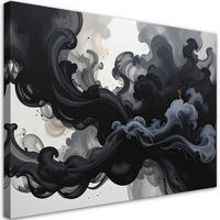 LEINWANDBILD, Schwarzer Rauch Nebel abstrakt - Schwarz, Textil (120/80cm) - Feeby