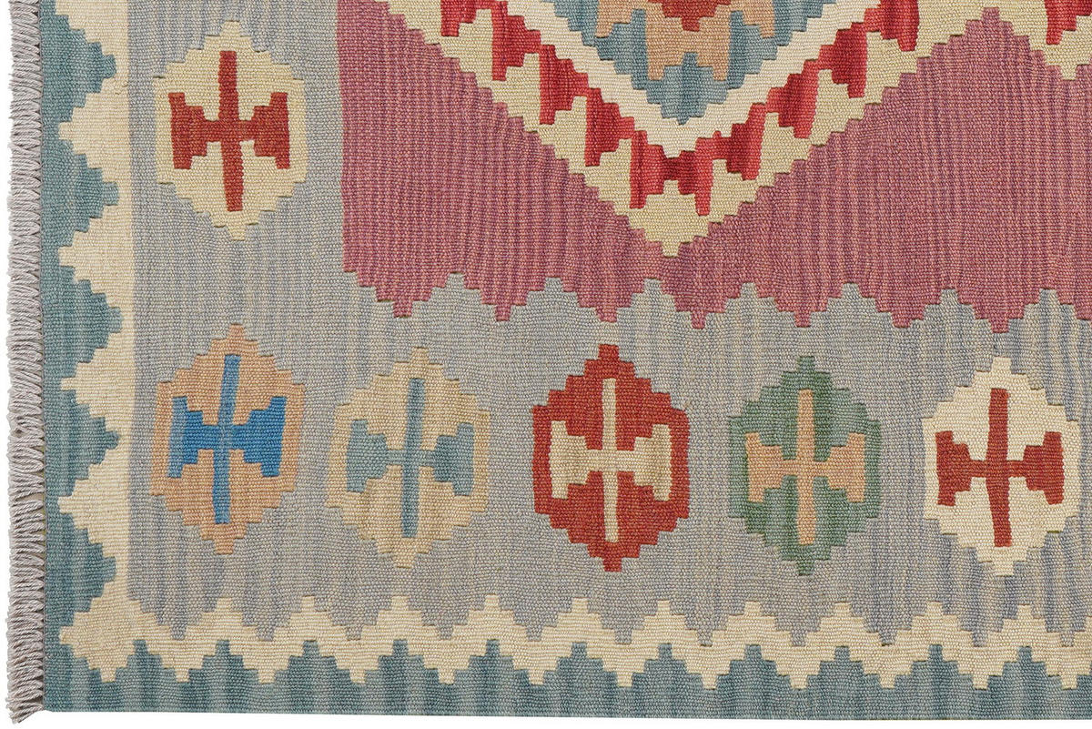 HANDWEBTEPPICH Kelim Gashgai Rosa 186/126 cm Schurwolle - Pink, Textil (126/186cm) - Looma