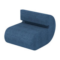 SOFA Modulares Sofa Kommaform Blau Mittlere Rückenlehne - Blau, Textil (76/66/90cm) - Vercart
