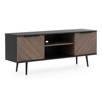 TV-LOWBOARD Pinelli 150 cm breite 2-türig - Schwarz/Braun, Holzwerkstoff/Metall (150/60/41cm) - Ravio
